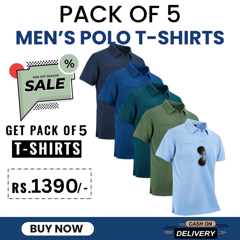 Pack of 5 Premium Polo T Shirts