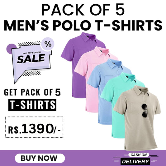 Pack of 5 Premium Polo T Shirts